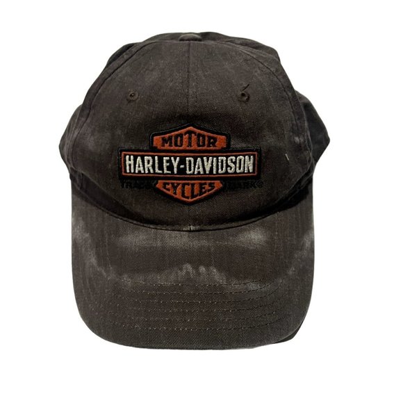 DISTRESSED HARLEY DAVIDSON BROWN HAT SIZE MEDIUM |‎ U1 - Picture 1 of 6
